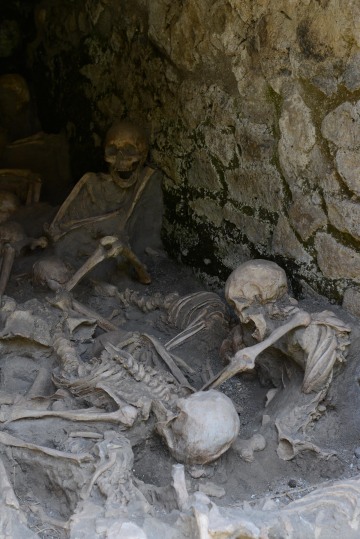 Skeletal Remains among Ancient Ruins || Herculaneum, Italy