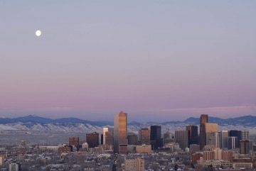 Moonrise over Denver || Colorado
