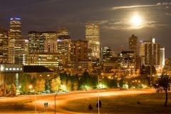 Moon Rises over Mile High || Denver