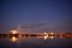Sloan's Lake Skyline with Full Moon || Denver